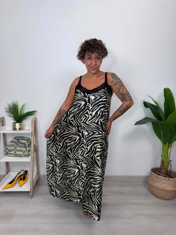ABITO SATIN ANIMALIER