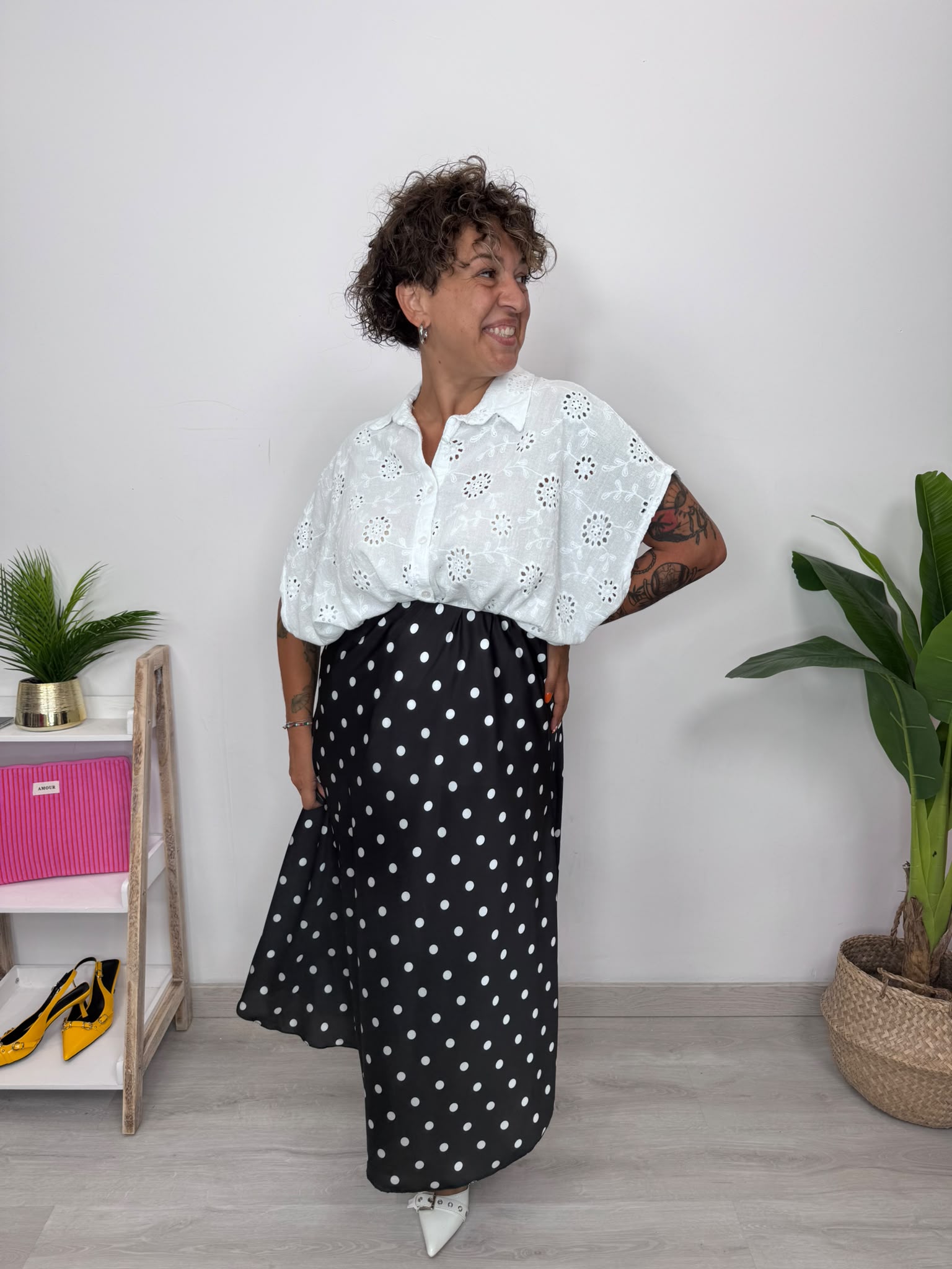 POLKA DOT SATIN SKIRT