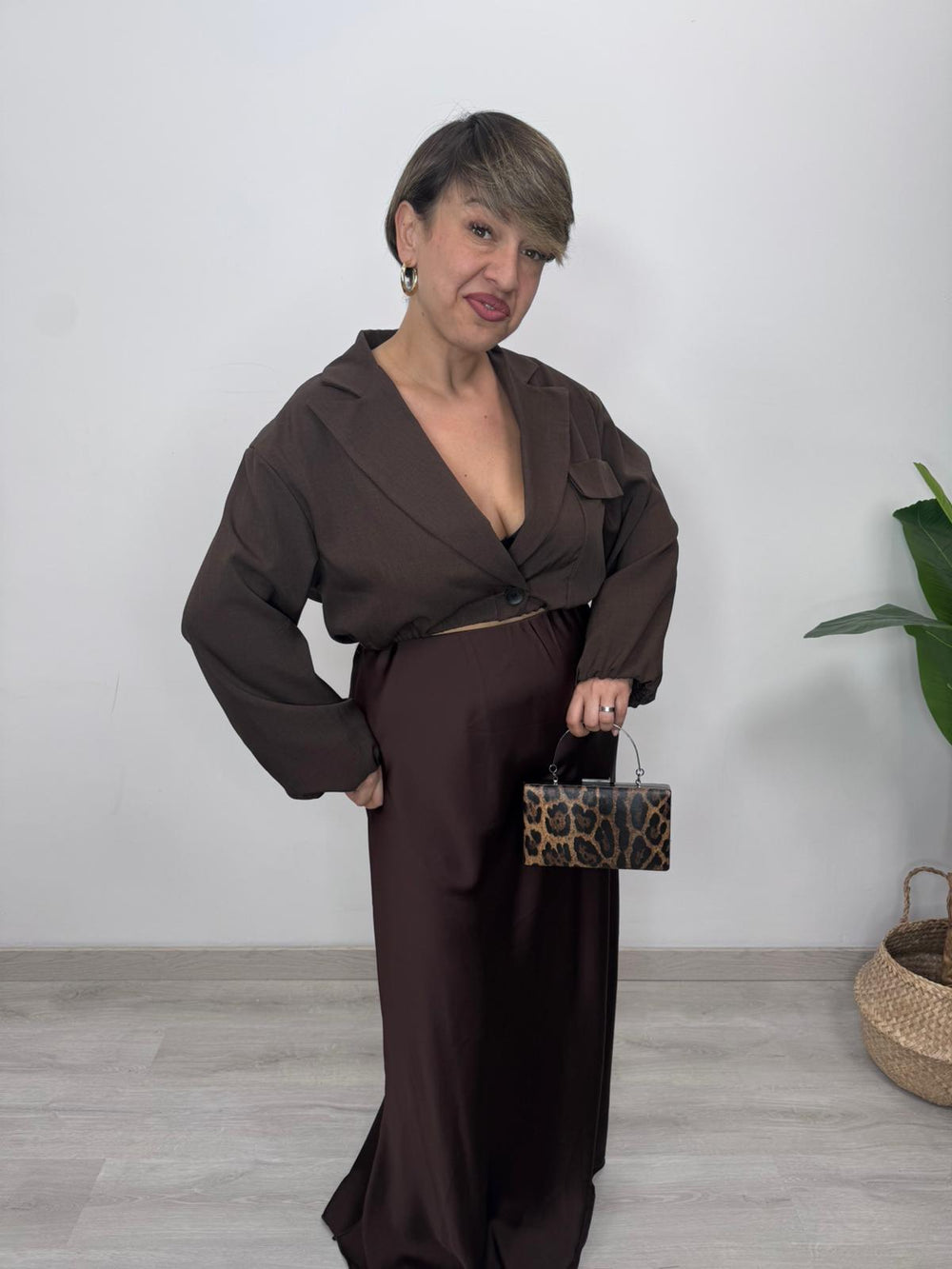 MAMAPROMO BLAZER CROP brown