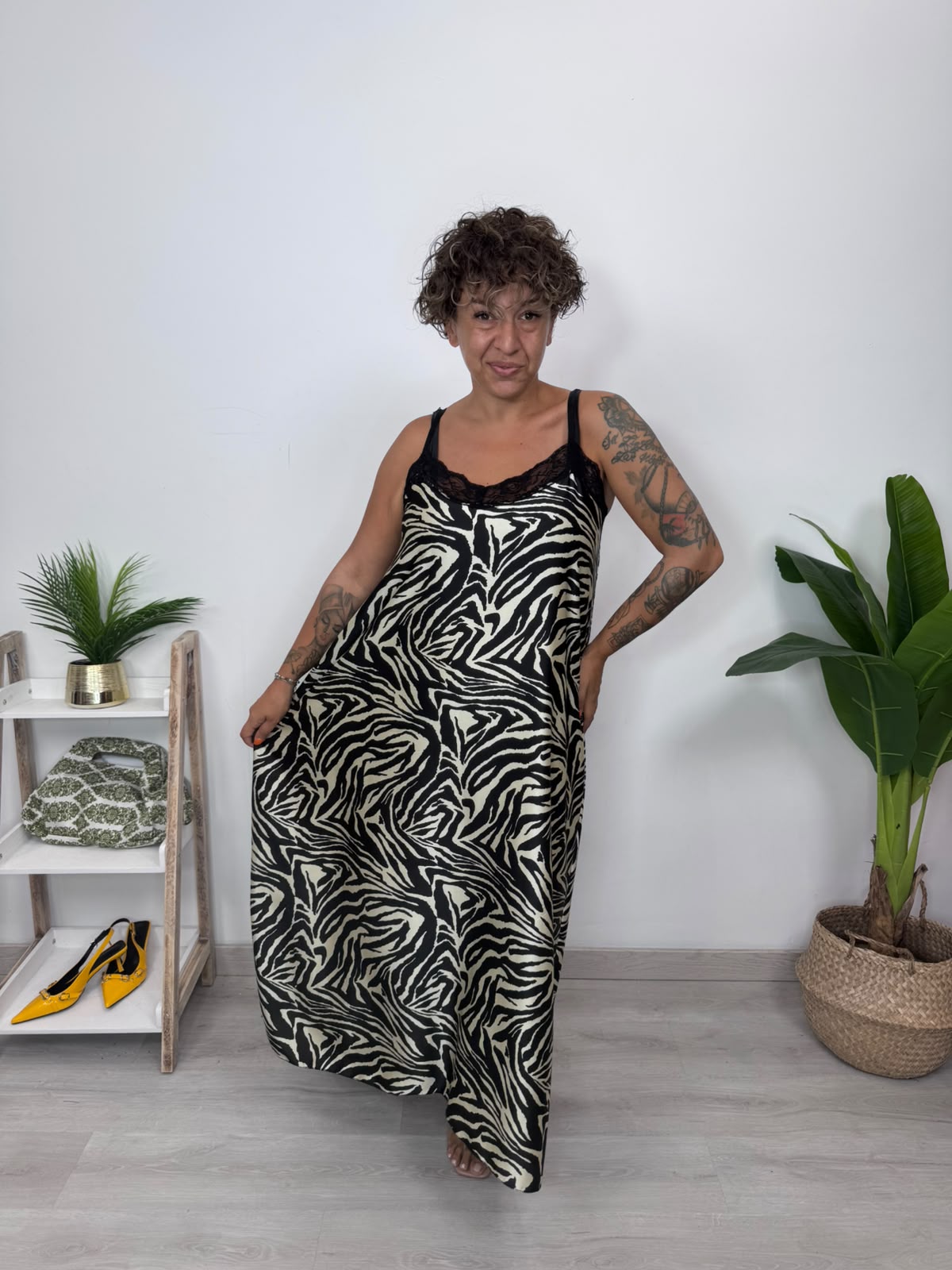 ABITO SATIN ANIMALIER